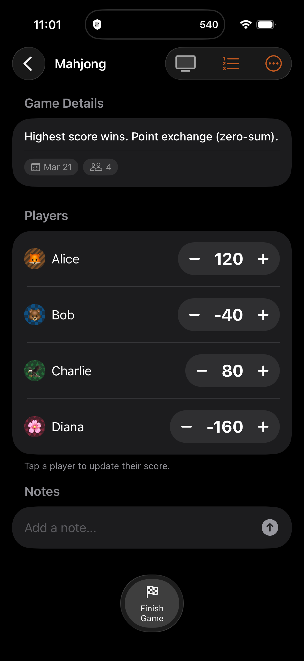 Point Exchange scoring mode