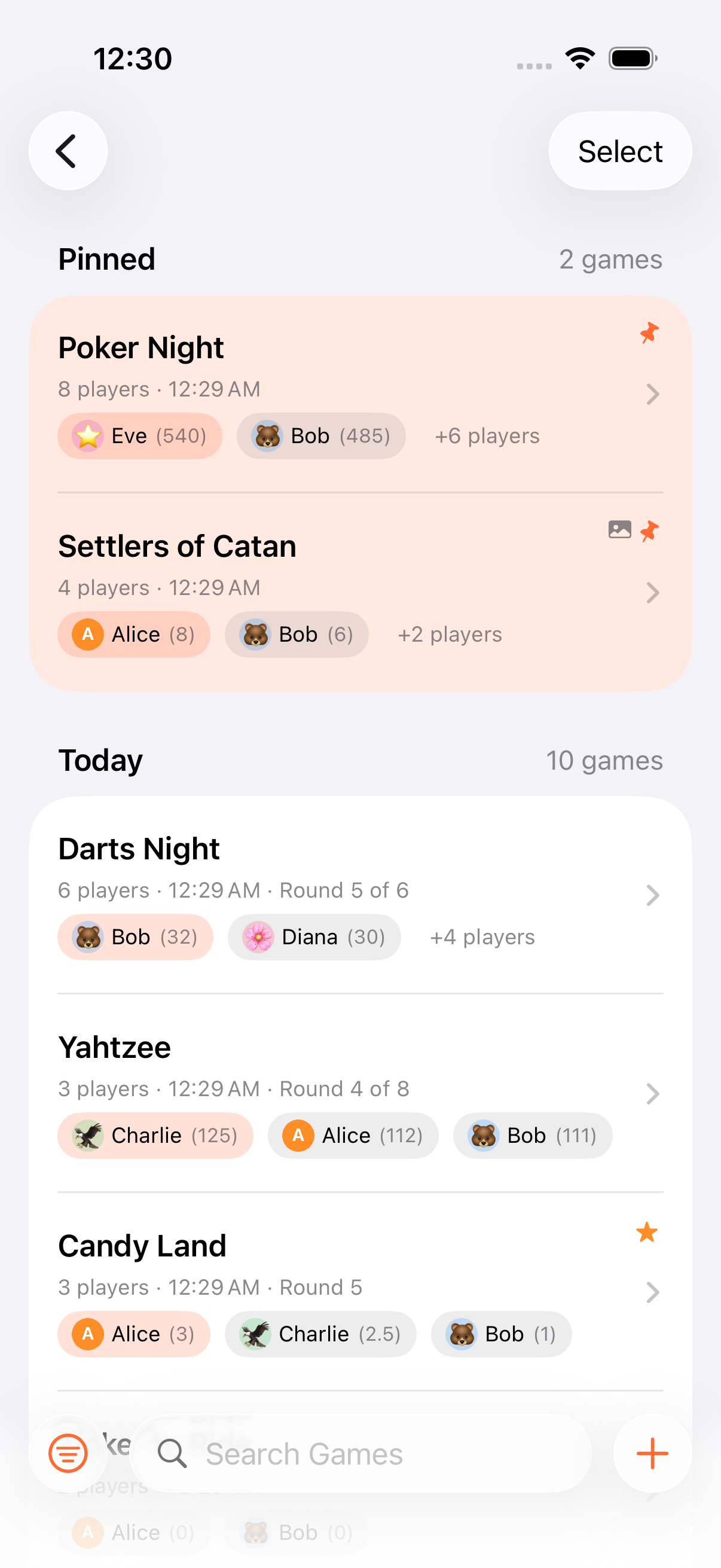 Game list rendered with Increase Contrast enabled