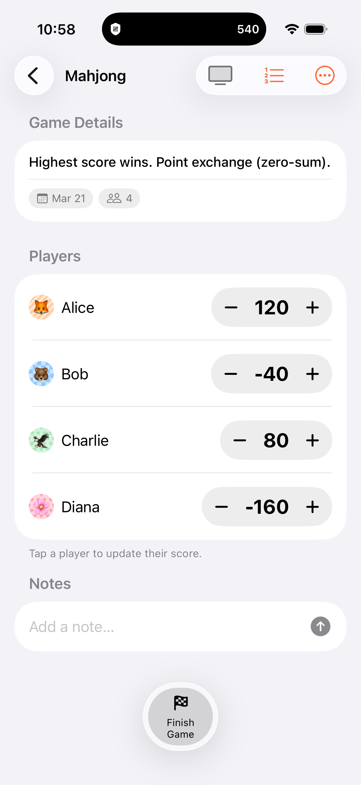 Point Exchange scoring mode